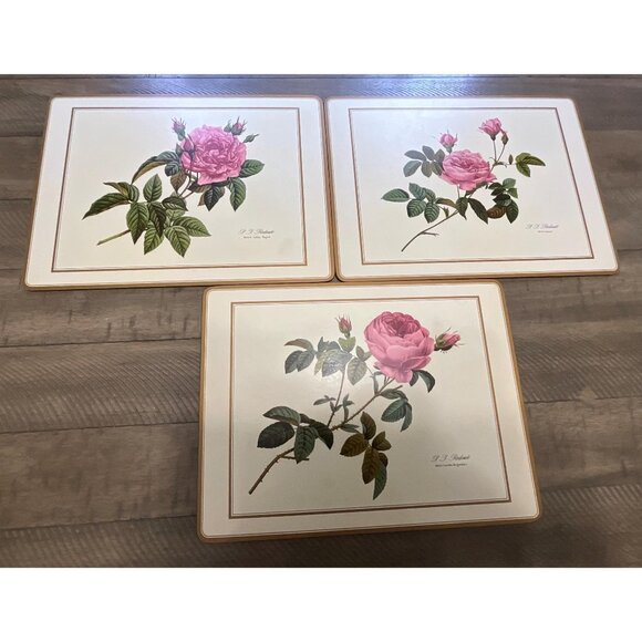 Pimpernel P.J.Redoute Rosa Inermis Gallica Centifólia Set Of 3 - Picture 1 of 3